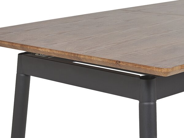 Rozkladací jedálenský stôl tmavé drevo čierna zlatá MDF kov 160/200 x 90 cm obdĺžnikový tvar pre 6 osôb moderný štýl kuchyňa jedáleň