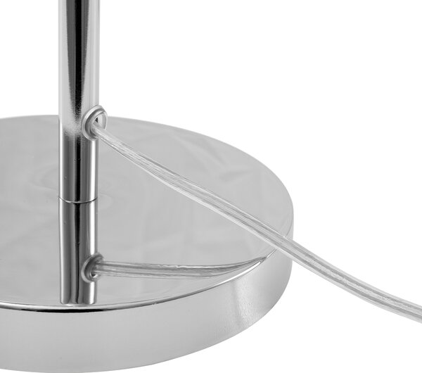 Stolná lampa strieborná kov lesklá povrchová úprava 44 cm okrúhle kupolovité tienidlo nočný stolík osvetlenie moderný štýl obývačka spálňa