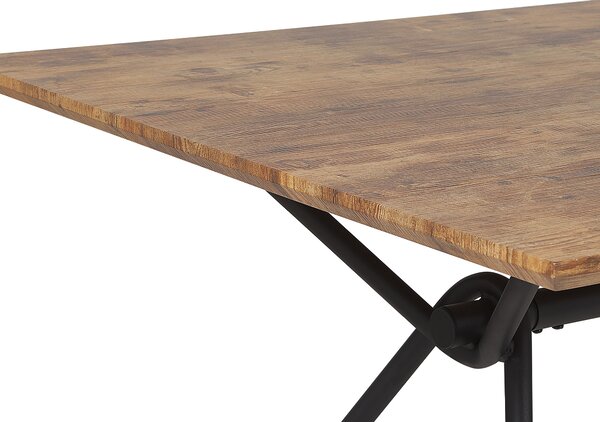 Jedálenský stôl tmavé drevo čierna MDF kov 160 x 90 cm obdĺžnikový tvar pre 6 osôb moderný industriálny štýl kuchyňa jedáleň