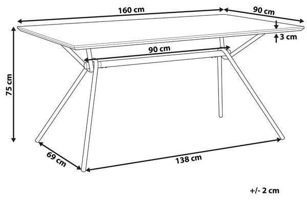 Jedálenský stôl tmavé drevo čierna MDF kov 160 x 90 cm obdĺžnikový tvar pre 6 osôb moderný industriálny štýl kuchyňa jedáleň