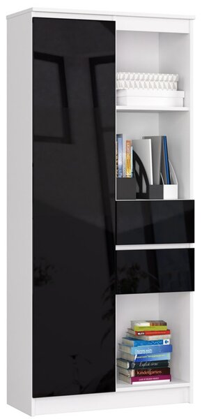 Regál R15 R80 1D 2SZ-čierna / biela