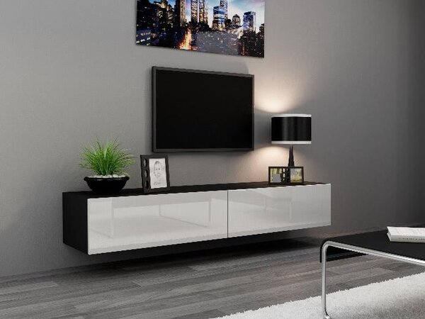 Moderný TV stolík Igore 140, černá/bílý lesk