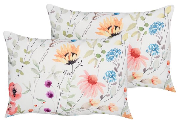 Sada 2 záhradných dekoratívnych vankúšov viacfarebná kvetovaný vzor polyester 40 x 60 cm moderné vodoodolné vankúše