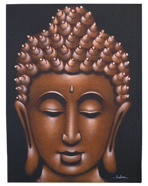 Obraz Buddha pieskovaný medený 60x80cm