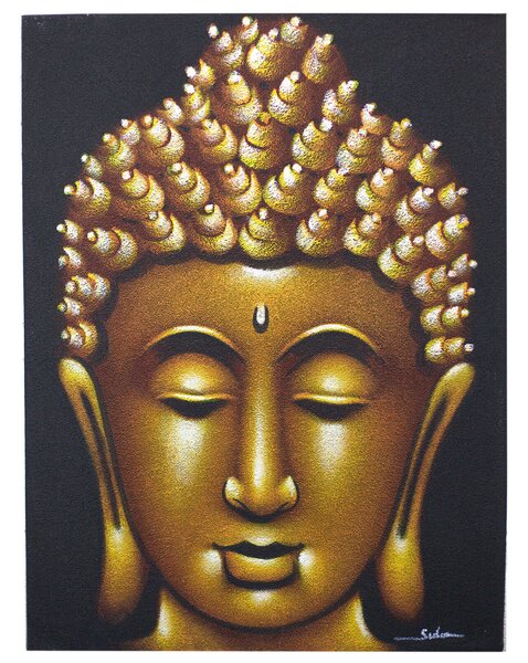 Obraz Buddha pieskovaný zlatý 60x80cm