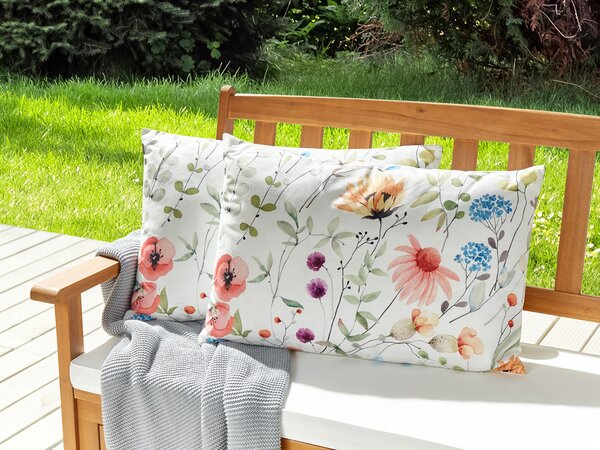Sada 2 záhradných dekoratívnych vankúšov viacfarebná kvetovaný vzor polyester 40 x 60 cm moderné vodoodolné vankúše