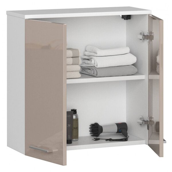 Kúpeľňová závesná skrinka FIN W60 2D-cappuccino / biela