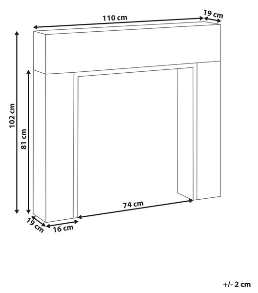Krbová rímsa biela svetlé drevo MDF 110 x 19 x 102 cm krbové obloženie moderný klasický štýl obývacia izba