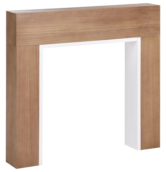 Krbová rímsa biela svetlé drevo MDF 110 x 19 x 102 cm krbové obloženie moderný klasický štýl obývacia izba