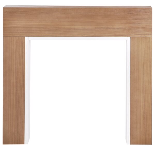 Krbová rímsa biela svetlé drevo MDF 110 x 19 x 102 cm krbové obloženie moderný klasický štýl obývacia izba
