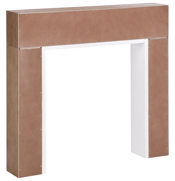 Krbová rímsa biela svetlé drevo MDF 110 x 19 x 102 cm krbové obloženie moderný klasický štýl obývacia izba