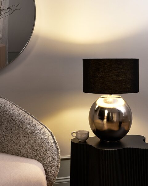 Stolná lampa strieborná béžová tienidlo z bavlny a ľanu kovový železný podstavec 54 cm moderný štýl obývacia izba