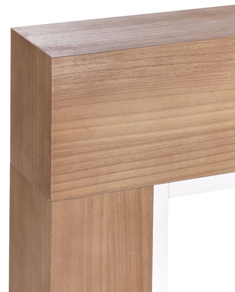 Krbová rímsa biela svetlé drevo MDF 110 x 19 x 102 cm krbové obloženie moderný klasický štýl obývacia izba