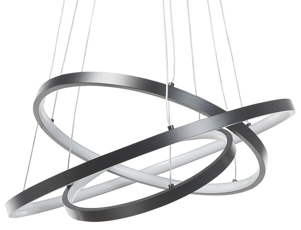 Závesná lampa čierna kovová hliníková s LED svetlom 3 prstencové kruhy závesné moderné svietidlo