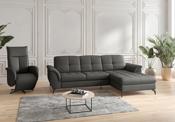 ROHOVÁ SEDAČKA, textil, koža, antracitová Sit & More - Sedačky, Online Only