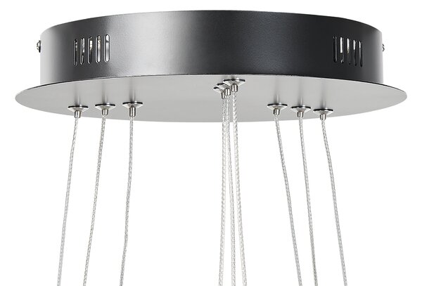 Závesná lampa čierna kovová hliníková s LED svetlom 3 prstencové kruhy závesné moderné svietidlo