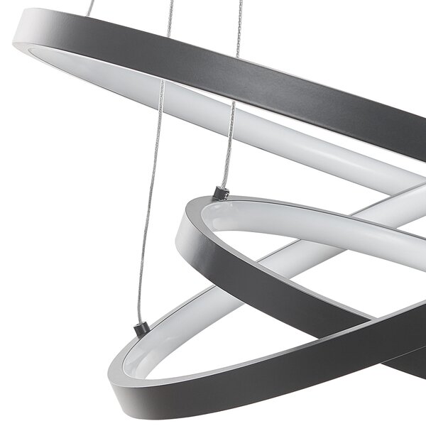 Závesná lampa čierna kovová hliníková s LED svetlom 3 prstencové kruhy závesné moderné svietidlo