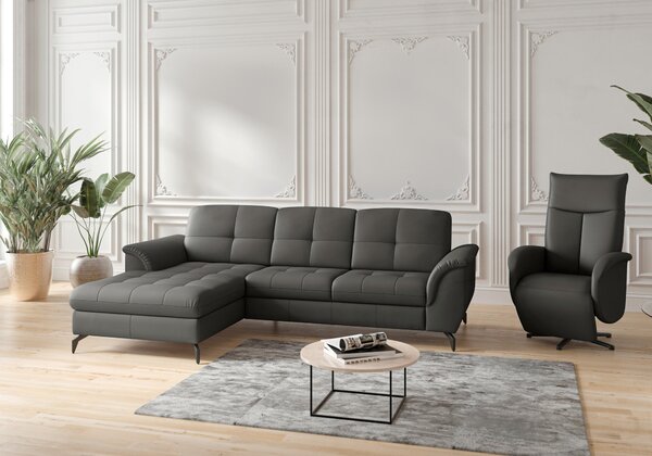 ROHOVÁ SEDAČKA, textil, koža, antracitová Sit & More - Sedačky, Online Only
