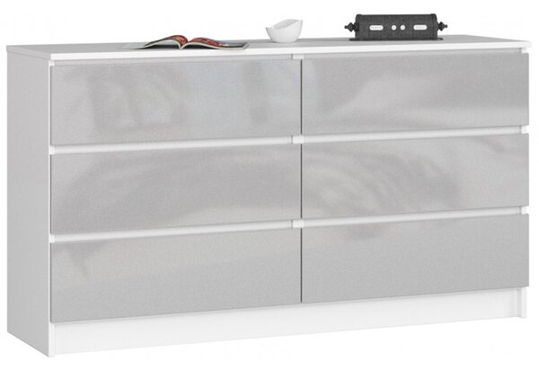 Komoda K120 6SZ CLP-metalic / biela