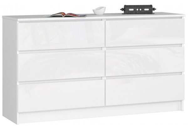 Komoda K120 6SZ CLP-lesklá biela