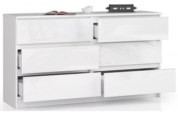 Komoda K120 6SZ CLP-lesklá biela