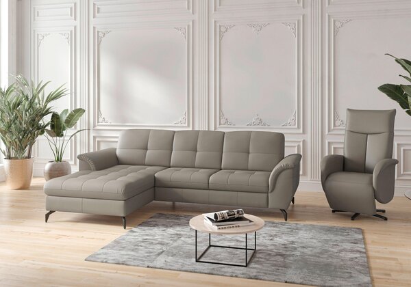 ROHOVÁ SEDAČKA, textil, koža, sivá Sit & More - Sedačky, Online Only