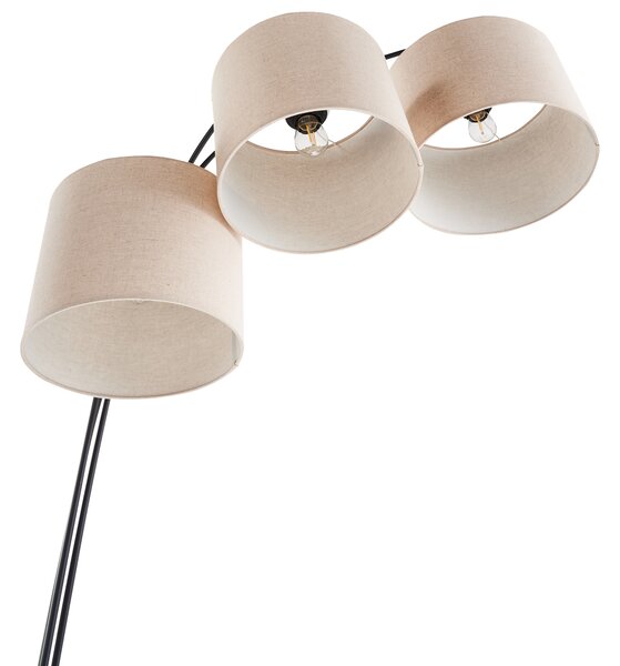 Stojaca lampa béžová čierna kovový podstavec 3 látkové tienidlá moderný industriálny štýl obývačka spálňa kancelária