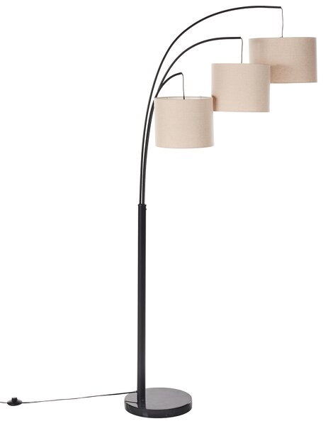 Stojaca lampa béžová čierna kovový podstavec 3 látkové tienidlá moderný industriálny štýl obývačka spálňa kancelária