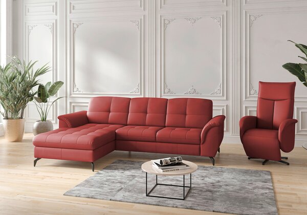 ROHOVÁ SEDAČKA, textil, koža, červená Sit & More - Sedačky, Online Only
