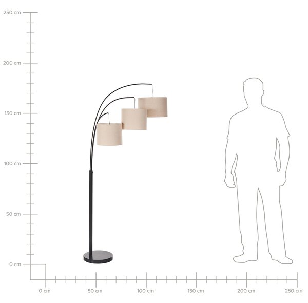 Stojaca lampa béžová čierna kovový podstavec 3 látkové tienidlá moderný industriálny štýl obývačka spálňa kancelária