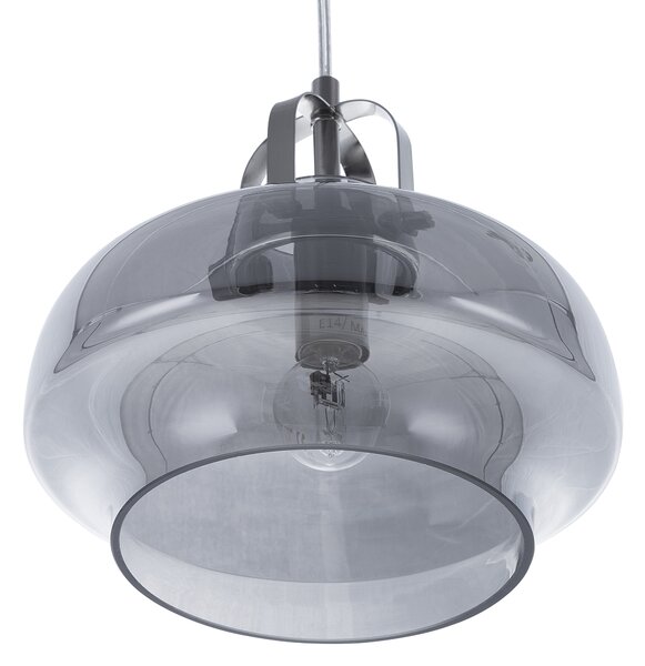 Závesná lampa sivá z dymového skla industriálne stropné svietidlo so skleneným tienidlom