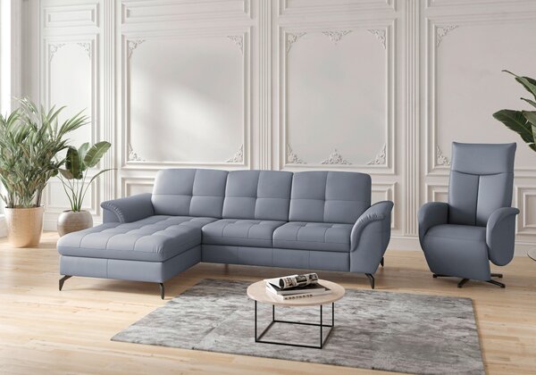 ROHOVÁ SEDAČKA, textil, koža, sivomodrá Sit & More - Sedačky, Online Only