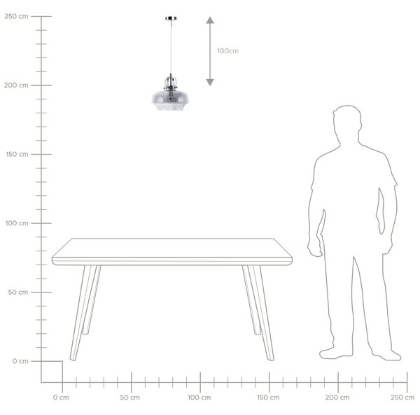 Závesná lampa sivá z dymového skla industriálne stropné svietidlo so skleneným tienidlom