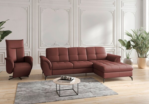 ROHOVÁ SEDAČKA, textil, koža, červenohnedá Sit & More - Sedačky, Online Only