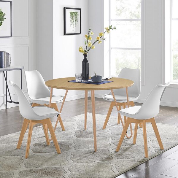 Jedálenský set 4x stolička + stôl Catina Berson bílá/přírodní