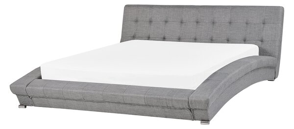 Vodná posteľ sivá látkové čalúnenie 160 x 200 cm oblúkový rám prešívané čelo elegantný dizajn