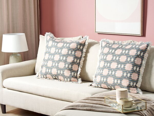 Sada 2 dekoratívnych vankúšov viacfarebná bavlna polyester 60 x 60 cm geometrický abstraktný vzor s potlačou moderný dizajn doplnky