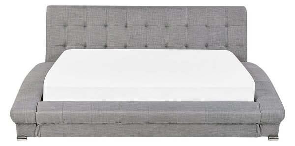 Vodná posteľ sivá látkové čalúnenie 160 x 200 cm oblúkový rám prešívané čelo elegantný dizajn