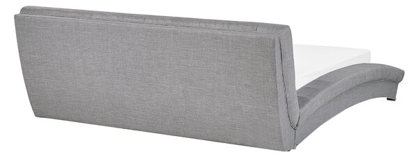Vodná posteľ sivá látkové čalúnenie 160 x 200 cm oblúkový rám prešívané čelo elegantný dizajn