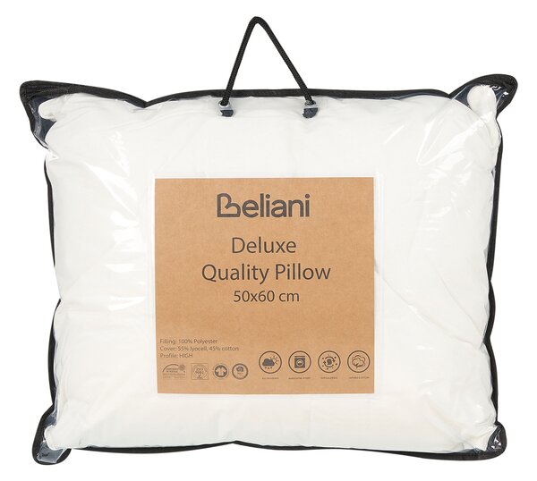 Vankúš na spanie biely lyocell bavlna japara obdĺžnikový 50 x 60 cm polyesterová výplň vysoký profil spálňa