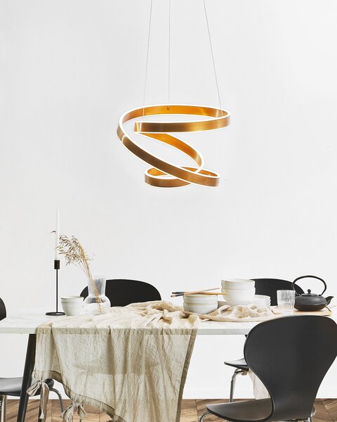 Závesná lampa zlatá hliníková s LED svetlami v tvare uzla moderné elegantné závesné svietidlo
