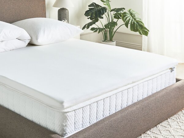 Vrchný matrac biela PU pena polyesterový poťah 160 x 200 cm topper podložka na posteľ spálňa