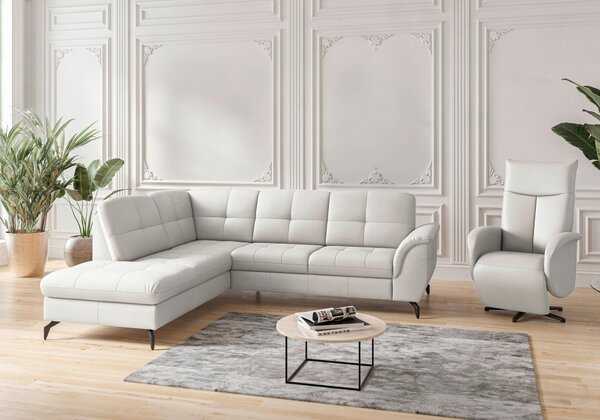 ROHOVÁ SEDAČKA, textil, koža, biela Sit & More - Sedačky, Online Only