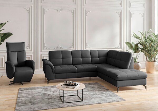 ROHOVÁ SEDAČKA, textil, koža, čierna Sit & More - Sedačky, Online Only