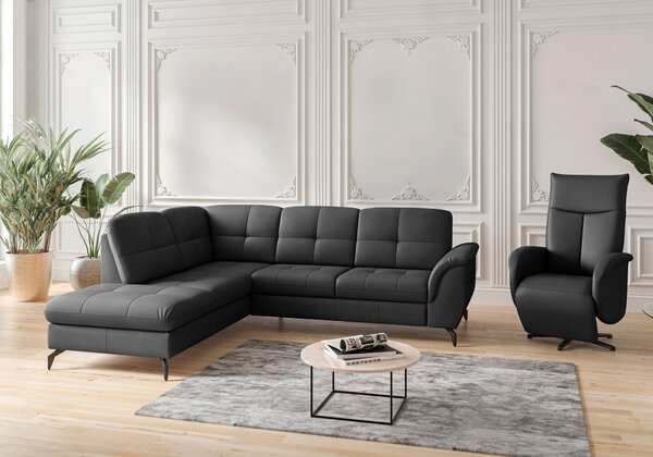 ROHOVÁ SEDAČKA, textil, koža, čierna Sit & More - Sedačky, Online Only