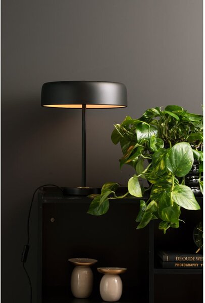 Čierna stolová lampa s kovovým tienidlom (výška 40 cm) Gold Disc – Leitmotiv