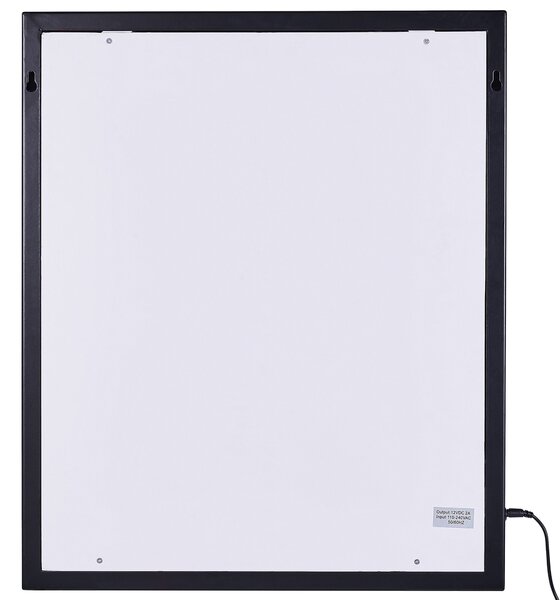Nástenné kozmetické zrkadlo s LED svetlom čierne 50 x 60 cm obdĺžnikový tvar hollywoodske so žiarovkami toaletný stolík glamour štýl