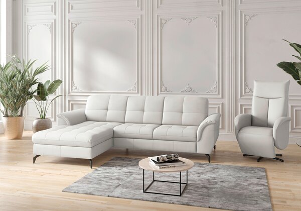 ROHOVÁ SEDAČKA, textil, koža, biela Sit & More - Sedačky, Online Only