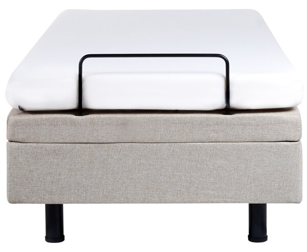 Elektricky polohovateľná posteľ béžová polyester 90 x 200 cm diaľkové ovládanie nastaviteľná posteľ bez čela moderný štýl spálňa