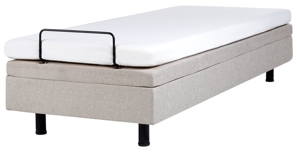 Elektricky polohovateľná posteľ béžová polyester 90 x 200 cm diaľkové ovládanie nastaviteľná posteľ bez čela moderný štýl spálňa